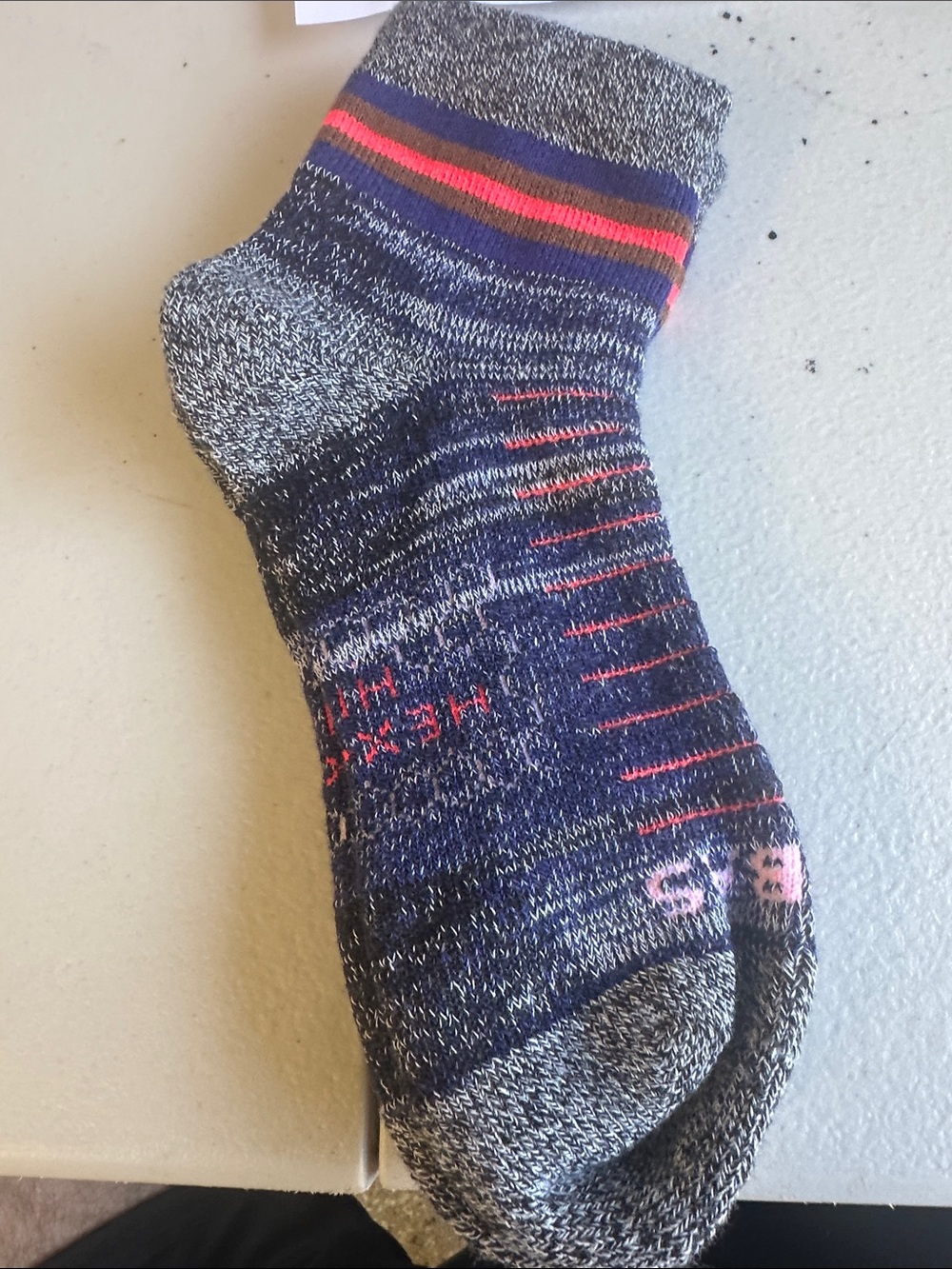 Men's Bombas Performance socks Navy & Gray Crew Socks with Pink Accents R190